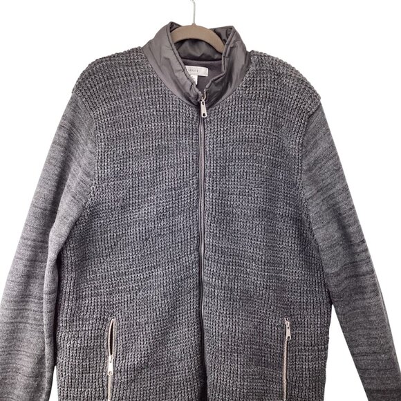 Calibrate Mens Sweater Jacket Size XL Xlarge Gray Textured Knit Zip-Up Insulated - Picture 2 of 10